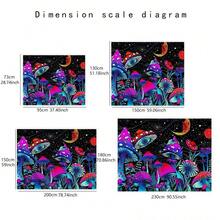 1pc Gradient Mushroom Tapestry Starry Sky Wall Hanging Moon And Butterfly Design Colorful Mystical Wall Decor For Bedroom Living Room Hippie Boho Black Background Tapestry - K - View 3