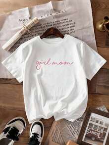 Embroidered "Boy Mom" T-Shirt - Unisex Crew Neck T-Shirt, Suitable For Mom's Busy And Comfortable Life | Mother's Day Gift T-Shirt For Women - 白色 - 查看 4