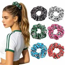 4/1pc Cute Football Cartoon Printed Silk Scrunchie, Gentle No Hair Damage, Fashion Daily Hair Tie, Perfect For Daily Wear, Outdoor Travel, Sports Events & General Festivals, Practical Hair Accessories, Hair - Multicolor - View 6