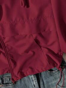 Chaqueta cortavientos casual color caqui, simple y de moda para uso diario en otoño/invierno - Burdeos - Ver 6