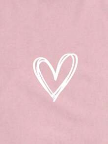 Women's T-Shirt With Heart Print And Round Neck - Rose - View 3