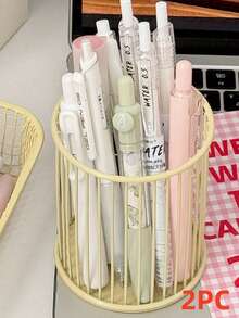 [Back To School]4pcs Cream Color Ins Iron Art Storage Basket Pen Holder, Stationery Organizer Storage Box, Multi-Functional Desktop Office Supplies Student Supplies Storage Pen Holder, Small Storage Basket, Suitable For Student Desktop Office Stationery Storage - Multicolor - View 21