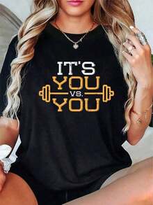 % Cotton Its Vs You Gym Motivation Fitness Sports T-Shirt For Men And Women - Comfortable Cotton QNXQ - 白色 - 查看 11