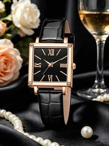 6pcs/Set Women's Elegant Luxury Quartz Watch With Cube Dial, Butterfly Pendant Beaded Jewelry Set, Versatile Daily Wear, Multiple Colors, Birthday/Valentine's Gift - Multicolor - View 5