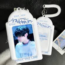 1个简约夏季蓝色 EN-HYPEN 小卡套，K-Pop En Day Dream 卡套，韩系ins风PU材质照片收纳包，3-3.5英寸适用，可收纳追星小卡、学生卡、餐卡、公交卡、包包挂件、课堂收纳展示卡 - 卡套 - 查看 3
