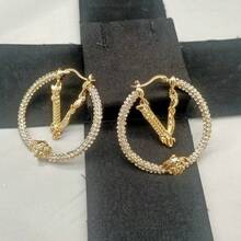 Fashion Gold-Plated Rhinestone Large Earrings, Exaggerated And Unique Earrings For Women - Vàng - Xem 3