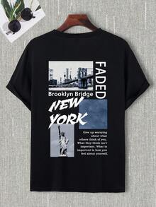 Manfinity RSRT Hombres Camiseta con estampado de slogan - Negro - Ver 6