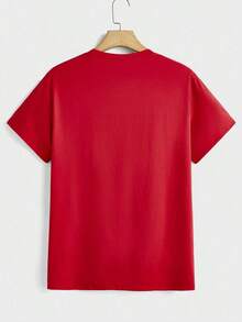 Short Sleeve T-Shirt With Spider Pattern Print, Perfect For Summer - 紅色的 - 查看 5