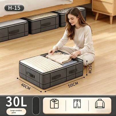 1pc/2pcs/3pcs Large Grid Foldable Sweater Storage Bag, With Unique Closure, Suitable For Wardrobe Organization, Under Bed Storage, Closet Storage, Moving, Small Space