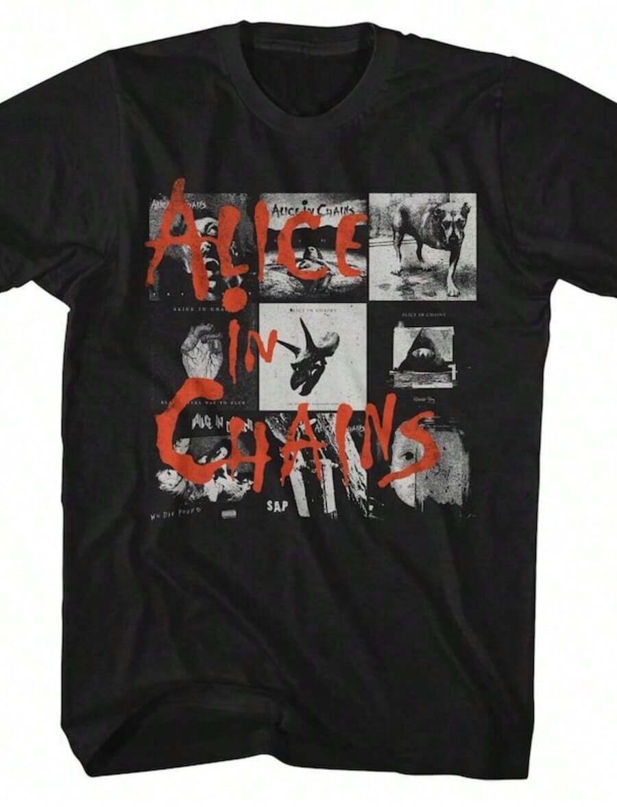 T-shirt Alice In Chains Jar Of Flies - Style de rue vintage, style lâche en coton, manches courtes, col rond, unisexe. T-shirts pour hommes, streetwear, été - Noir 7 - Voir 1