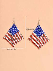 1 Pair Retro Creative Red White Blue Net Fabric USA Flag Design Dangle Earrings For Women, Suitable For 4th Of July Party, Gift-Giving, Everyday Wear Valentine's Day Gifts For Wife, Girlfriend, And Mother, As Well As Holiday Gifts And Couple Jewelry FYWW - 耳環 - 查看 4