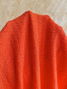 Casual 2-Piece Set Consisting Of A Cropped Top With An Irregular Neckline And Lettuce Hem, And Shorts, In A Solid Color, For Vacation, Spring/Summer - 橘色 2 - View 8