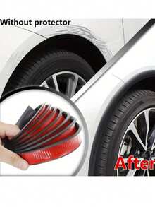 1pc Matte PVC Fender Flare Protector, Anti-Scratch, Anti-Collision Protective Strip For Car Front Fender - A - View 3