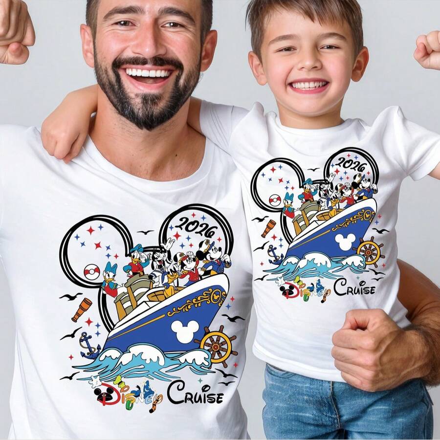 Disney Licensed Toy Story Short-Sleeved T-Shirt, Printed With Woody, Buzz Lightyear And The Classic Quote "To Infinity And Beyond". It Represents Family Affection And Friendship, Perfect For Family Matching Outfits, Ideal For Family Travel And Vacation. This New 2026 Short-Sleeved T-Shirt Is Suitable For Both Men And Kids, A Great Choice For Father's Day. Made Of High-Quality Cotton Material, Comfortable And Breathable. The Vivid Design Makes It An Excellent Gift For Toy Story Fans And Disney Lovers. - trắng - Xem 1