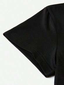 This Casual Women's Short-Sleeved Crew Neck T-Shirt In Black And White Features Cartoon, Letter, And Animal Prints, Making It Ideal For Summer, The Beach, And Vacations. Made From 200gsm 100% Pure Cotton, This High-Quality Short-Sleeved T-Shirt Is Soft And Comfortable, Making It An Everyday Essential. - 黑色 - 查看 3