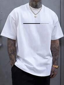 Manfinity Homme Men's Short Sleeve T-Shirt With Crew Neck And Simple Print - Army Green - View 6