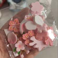 16片樱花花瓣3D汽车贴纸,可爱少女风花卉贴花,适用于电动车、摩托车、头盔、DIY装饰,防水防刮树脂贴纸,送给女朋友的理想礼物 - A - 查看 12