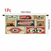 1 pieza, Decoración del hogar, Falda de mesa con estampado de café, Cortina pequeña de cocina, Cubierta de gabinete de cocina, Con agujeros para cortina, Fácil de colgar, Rectangular, Tejido a máquina, Lavable a máquina, Decoración y accesorios de cocina, Perfecto para gabinetes de cocina y decoración del hogar - Multicolor - Ver 15