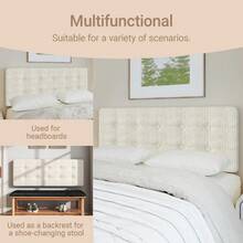 Peel & Stick Upholstered Headboard Twin Size - Easy Self-Adhesive Fabric Headboard With Soundproof Wall Panels - Channel Tufted, Wall Mounted, No Tools Installation For Bedroom(Beige) - 米色 - 查看 4