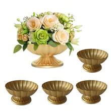 一套金色复古花瓶、花盆,欧式铁艺花架,婚礼及派对餐桌摆件,高端黄铜复古水果盘,客厅装饰,适用于干果、人造花卉及植物,不适用于盛放液体 - 4pcs - 查看 11