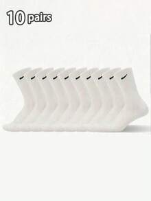 20 Pairs Unisex Casual Minimalist Fashion Versatile Breathable Mid-Calf Socks, Couple Socks - Black and White - View 6