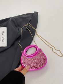 European And American Cross-Border Rhinestone Acrylic Clutch Bag, Luxury Mini Lipstick Studded Glitter Evening Bag For Women - Hot Pink - View 9