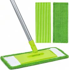 55" Long Handle Floor Mop With 2 Washable Microfiber Pads - Multifunction Dust Mop For Hardwood, Tile, Kitchen Cleaning - 60 chiếc - Xem 1