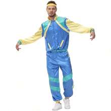 Bộ 2 món gồm áo khoác thể thao và quần jogger phong cách disco thập niên 80 dành cho nam, bộ đồ thể thao kiểu retro cho tiệc theo chủ đề. - Màu xanh bạc hà - Xem 4