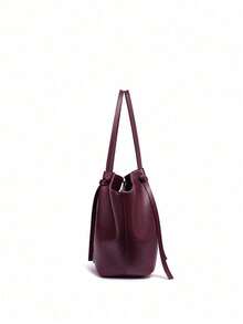 Dedoo Fashionable Large Capacity Trapezoid Design Lock Closure Women's Shoulder Bag, Luxury PU Leather Handbag, High-Quality Underarm Bag - Red - View 4