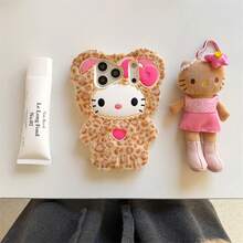 Plush Leopard Print Bow KT Cat Phone Case, Compatible With IPhone 17/16/15/14/13/12/11 Pro Max, Spring Atmosphere Essential, Ideal Birthday Gift. - nhồi bông in hình báo - Xem 4