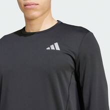 Adidas Adizero 速乾款丨拇指洞設計透氣速乾男子戶外慢跑訓練圓領長袖上衣 - 黑色 - 查看 4