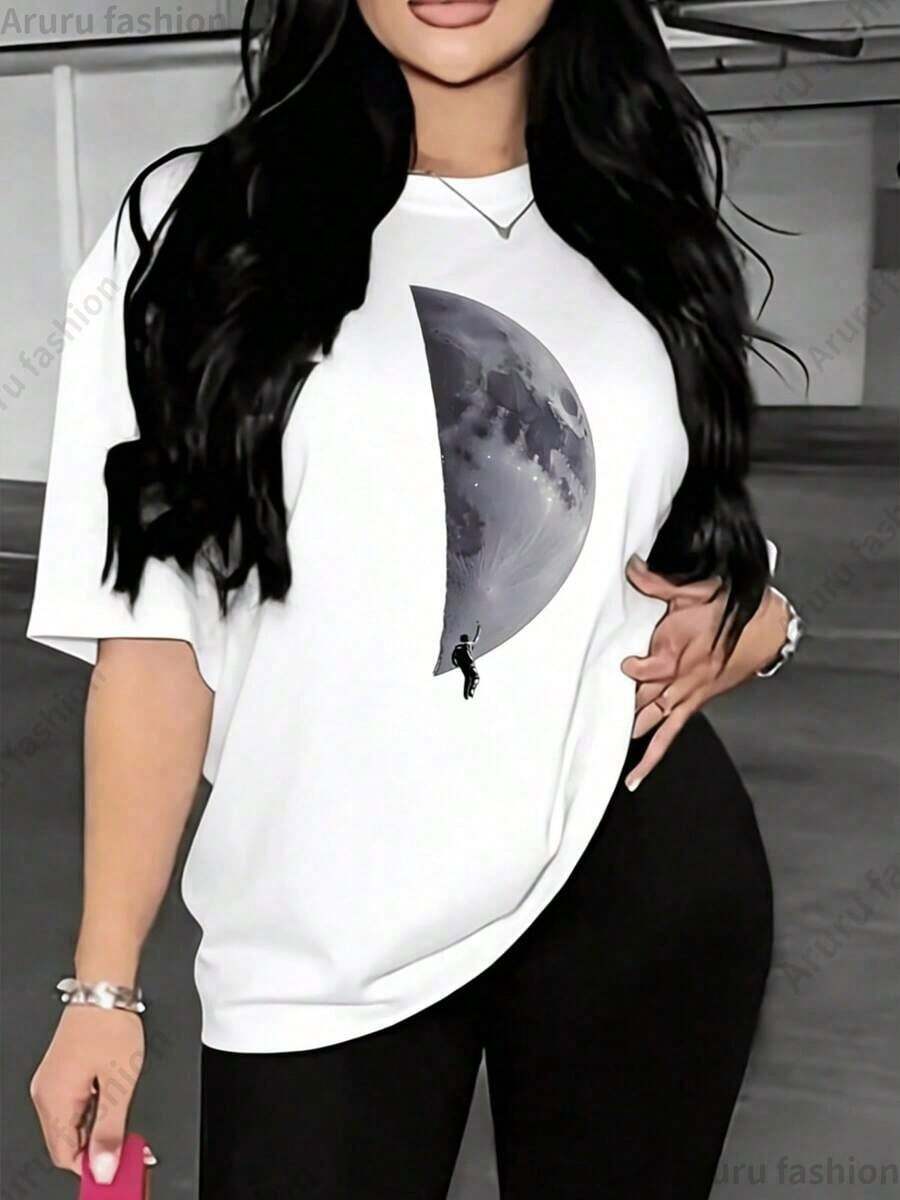 100% Cotton Women's T-Shirts 2026, Printed Round Neck T-Shirt, Casual Short Sleeve Top For Spring And Summer, Korean Style Women's Clothing - White - View 1