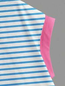 Cut Out Back Batwing Sleeve Tee IZ30 - 藍色2 - 查看 4