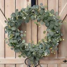 1pc 5.7ft Artificial Mixed Eucalyptus Leaf Garland, Suitable For Farmhouse, Dining Table Center, Fireplace Mantel, Wedding Arch Backdrop, Tabletop Decor - Green - View 4