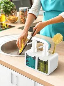 Bộ 1 bình đựng xà phòng nhà bếp, bộ bình đựng xà phòng nhà tắm, được trang bị bình bơm kép, bình đựng xà phòng có thể nạp lại, thích hợp cho nhà bếp, phòng tắm và sử dụng thương mại - Có thể đựng xà phòng, sữa dưỡng thể và nước rửa chén, thiết kế tiết kiệm không gian và chất liệu dễ vệ sinh. - Xem 9