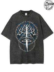 1pc, 2026 Summer, Break The SystemLOTR LOTR Middle Earth Shirt, JRR Tolkien Hoodie, Merch, LOTR Sweatshirt, Clothing Top Apparel Gifts Vintage DistressedRound Neck Loose Fit T-Shirt 's Day - màu đen - Xem 6