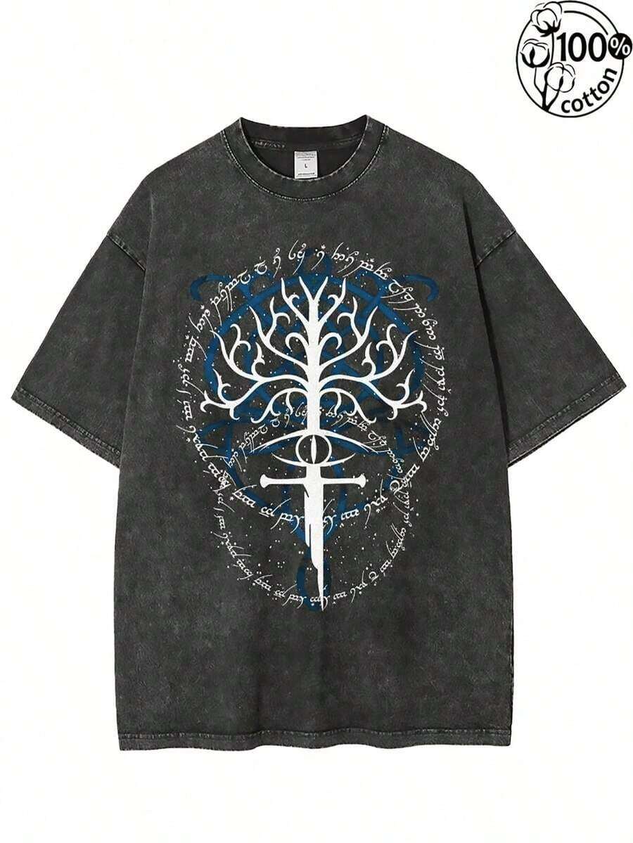 1pc, 2026 Summer, Break The SystemLOTR LOTR Middle Earth Shirt, JRR Tolkien Hoodie, Merch, LOTR Sweatshirt, Clothing Top Apparel Gifts Vintage Distres - 黑色 2 - 查看 1