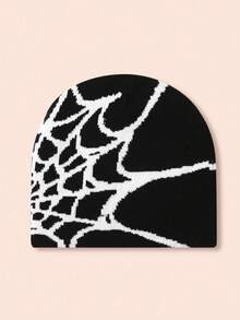 1pc Y2K Street Style Spider Web Knit Beanie Hat For Kids, Graphic Design, Suitable For Outdoor Activities In Autumn And Winter For Warmth - Multicolor - View 14