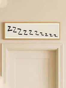 1pc Canvas Wall Art Framed Wall Decor "Zzzzzz" Sleep Theme Wall Art Poster, Hand-Painted Neutral Beige And Black Canvas, Long Banner With Humorous Bedroom Slogan, Minimalist Cozy Artwork Perfect For Bedroom, Children's Room, Guest Room, Home Decor Gift, Hallway Decor Slogan, Entryway Or Bedroom Decorative Text, Apartment Decor, Campus Style Artwork, Home Decor Aesthetic, Gift, Holiday Decor, Kitchen Decor - Multicolor - View 6