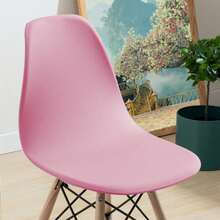Funda elástica de cobertura total para silla, funda de silla de unicolor suave para todas las estaciones - Rosa - Ver 9