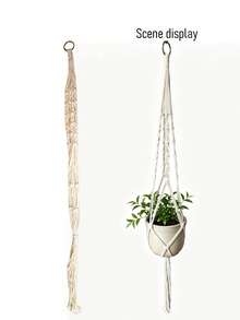 1pc Indoor Plant Hanging Basket - Macrame Indoor Plant Hanger - White - View 22
