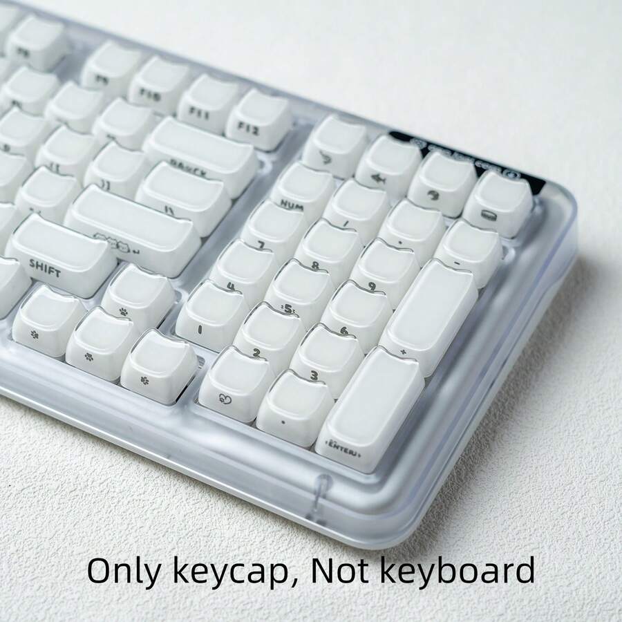 Bokawz MAO Crystal Cat Ear Keycap, Side-Engraved, Opaque Font, PC Dual-Shot Injection Molded, PC+ABS Material, MAO Height, Jelly Pudding, Compatible With 6.25U Spacebar 61 63 64 68 75 81 84 87 98 99 100 104 108
