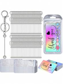 Bộ 20 móc khóa hạt cườm tự làm thủ công, mặt dây chuyền dễ thương (5 thanh móc khóa hạt cườm + 5 móc khóa + 5 túi + 5 thẻ) - Nhiều kiểu dáng - Xem 1