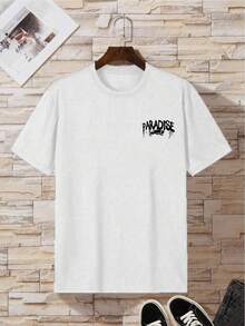 Men's Short-Sleeved T-Shirt With Round Neck And Letter Print - 白色 - 查看 2