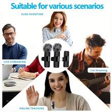 2-Pack Wireless Lavalier Microphone USB Type-C Plug & Play, Intelligent Noise Reduction, For IPhone 17/16/15, Android Smartphones, Laptops, Suitable For Vlog, Meeting, Learning, Short Video Recording, Live Streaming, Live Broadcast - Enhance Audio Quality - Black - View 11