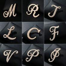 1pc Fashionable Creative Pearl A-Z English Letter Gold Brooch, Versatile Minimalist Accessory Pin For Men And Women - Gold - View 2