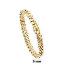 Black "S" Clasp 14K Gold-Plated Cuban Link Bracelet - Chunky Gold Hip Hop Chain For Men - Punk Stainless Steel Street Style - 6MM - View 11