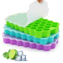 4pcs Refrigerator Ice Cube Trays, Hexagonal Silicone Ice Cube Molds With Lids, Easy Release And Reusable, Large Honeycomb Ice Cube Trays Suitable For Cocktails And Coffee - Multicolor - View 3