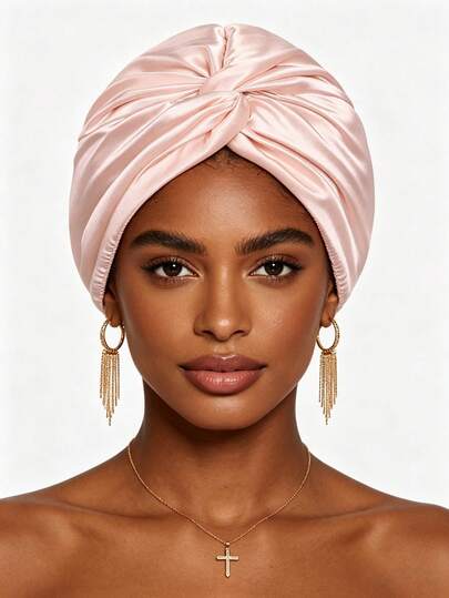 1pc/2pcs Satin Hair Bonnet, Made Of Smooth And Skin-Friendly Faux Silk Material, Minimalist And Elegant Design With Center Twist Detail, Elastic Edge For Snug Fit To Prevent Slipping And Reduce Hair Friction, Suitable For Sleeping, Home Skincare, SPA, Travel, Multiple Colors Available For Daily And Holiday Use To Gently Care For Hair
