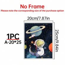 1/3件套三件装外太空恐龙帆布或海报印刷套装。恐龙们戴着复古泡泡宇航员头盔，上面绘有可爱的行星图案。帆布墙艺术海报，适用于房间家居装饰，营造美观的房间氛围。可选画框，可用于房间装饰、卧室装饰、婴儿房装饰、客厅装饰、办公室装饰。 - 彩色 - 查看 31